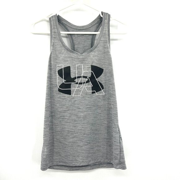 Under Armour Heat Gear Gray Logo Racerback Tank Women's XS - Picture 1 of 4
